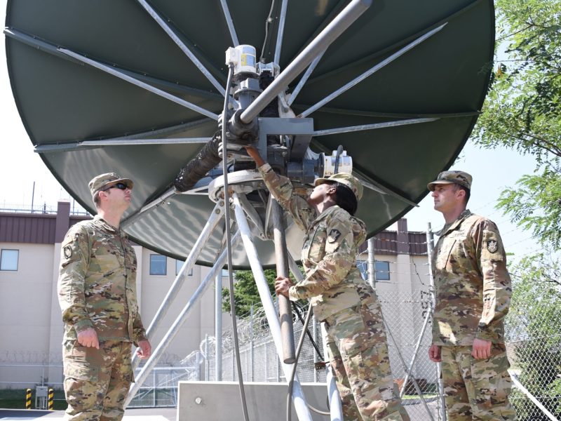 Soldiers from the U.S. Army Space and Missile Defense Command’s 1st Space Brigade participate in a military exercise focused on space support. As the Army pushes to strengthen its space warfare capabilities, such exercises prepare soldiers to operate in electronically contested environments where space systems are critical yet vulnerable.