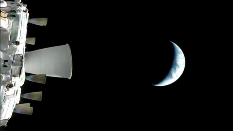 Orion and crescent earth