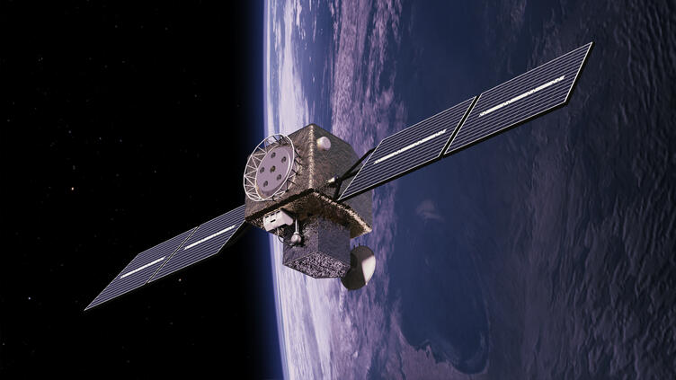 Illustration of a satellite in orbit. Credit: Leidos