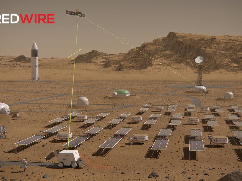 Artist's concept of a solar panel array on Mars. Credit: Redwire