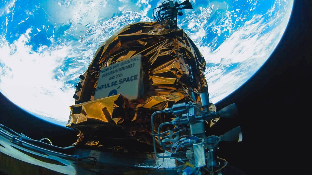 Photo of Impulse Space’s Mira in-space vehicle in orbit. Credit: Impulse Space.