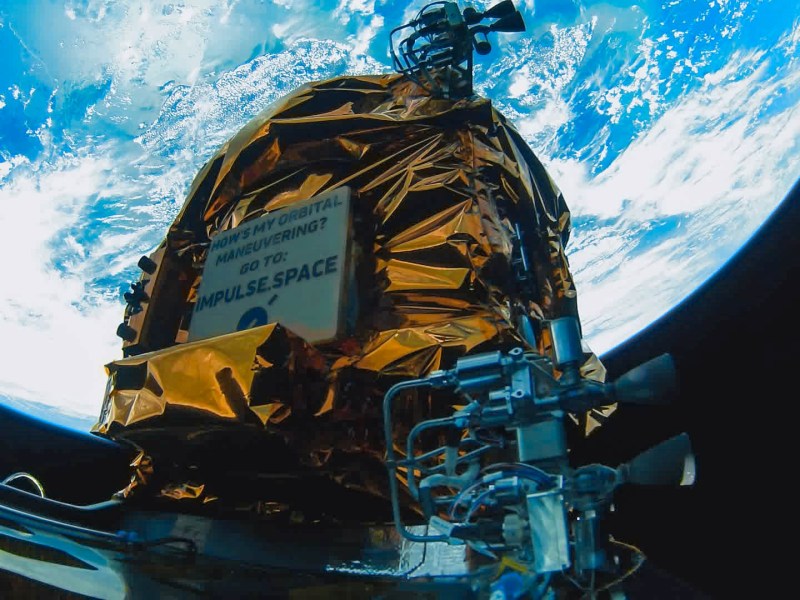 Photo of Impulse Space’s Mira in-space vehicle in orbit. Credit: Impulse Space.