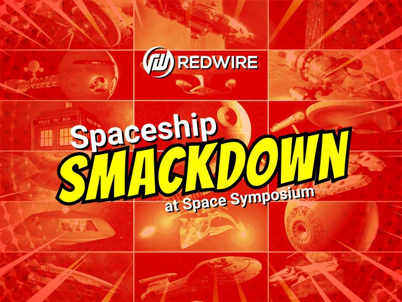 A grid of 18 spaceships from science-fiction franchises with the text: Spaceship Smackdown at Space Symposium 2026