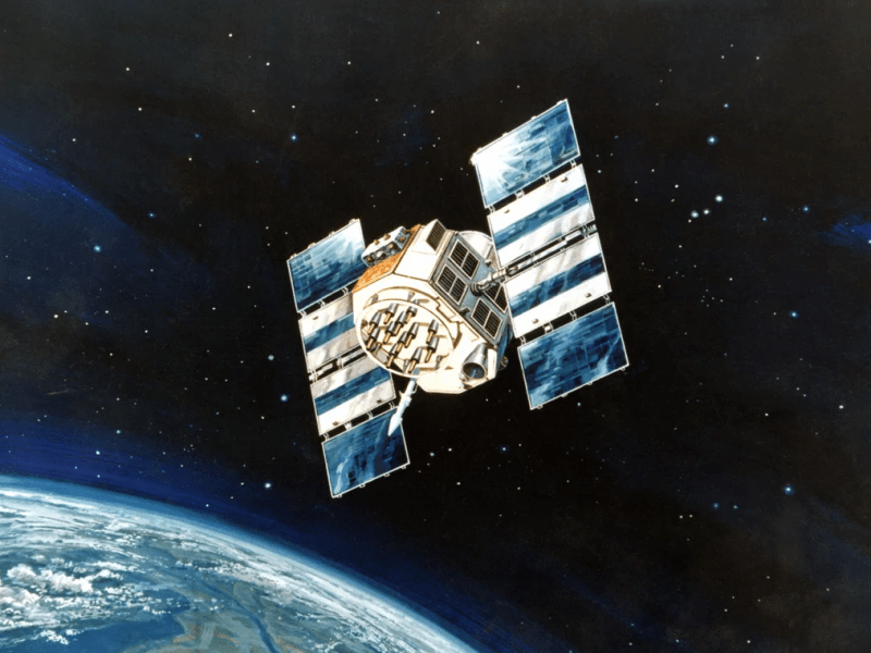 1983 illustration of a GPS satellite. Credit: The U.S. National Archives